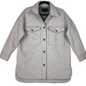 Banana Republic Shirt Coat Heather Grey Sz Small Petite PS Oversized